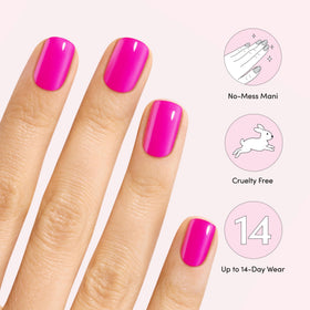 Dashing Diva application step pressing strip to nail for quick, no-dry-time finish
