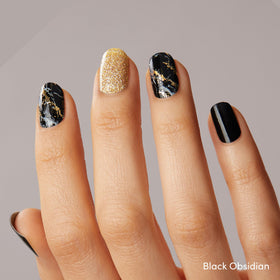 Dashing Diva Black Obsidian strips detailed view showing dark marble pattern and chip resistance