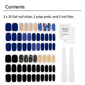 Dashing Diva bundle contents laid out with two sets, prep pad and file for ready-to-use convenience