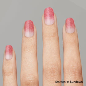 Dashing Diva Smitten at Sundown close-up strip showing ombre detail and shine