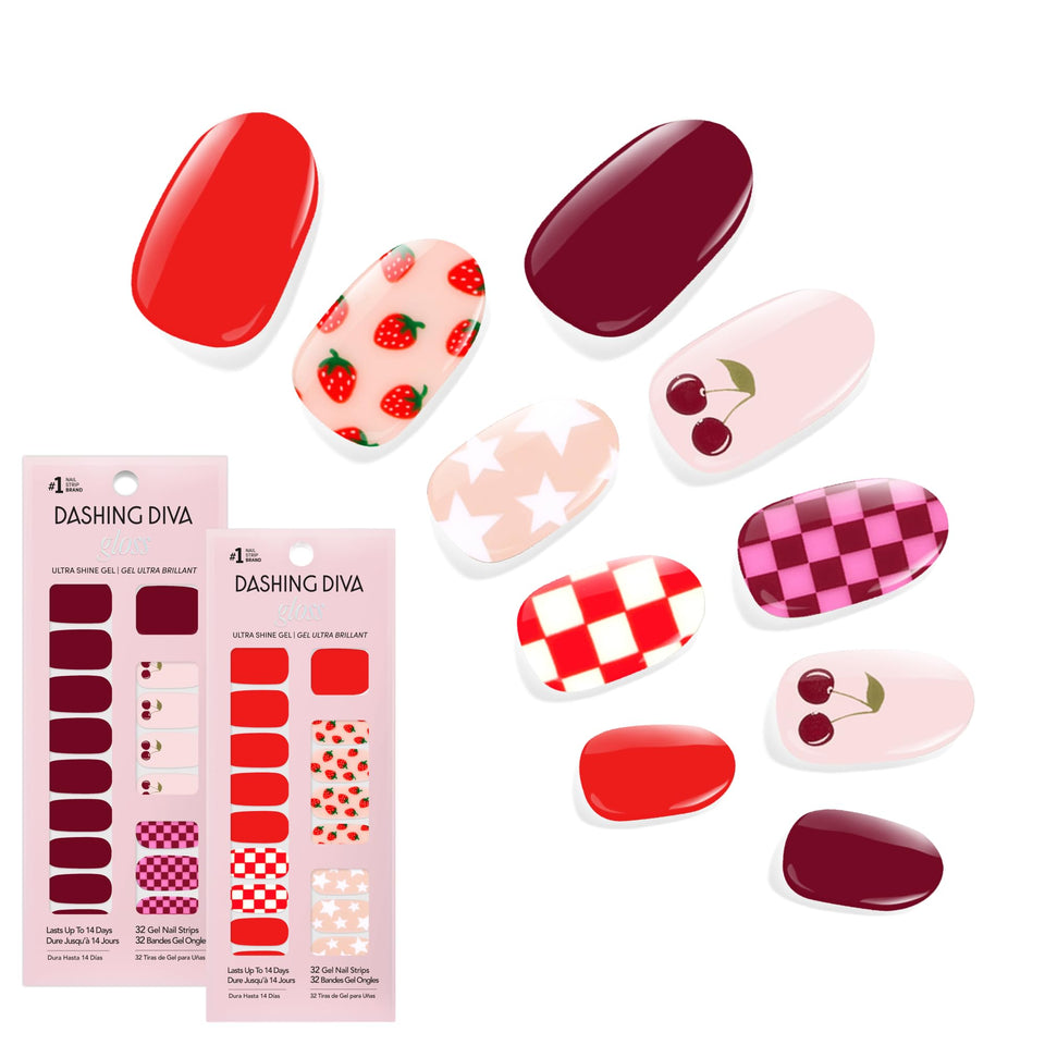Dashing Diva front packaging showing both Fruit Punch Collection sets and benefit of convenience
