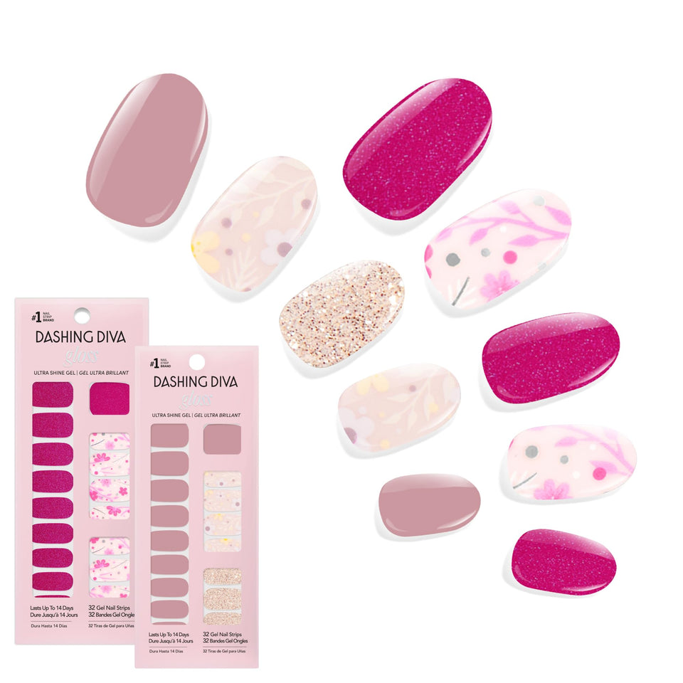 Dashing Diva front packaging showing Moody Florals bundle and glossy finish benefits
