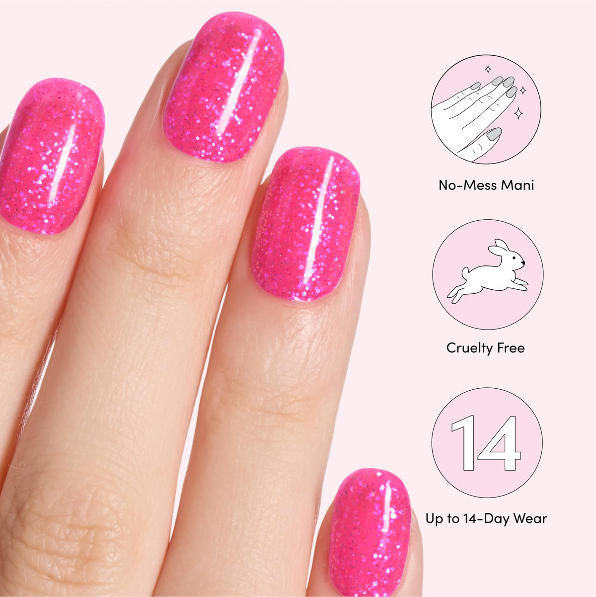 Applying a Dashing Diva strip to nail for fast, neat at-home manicure