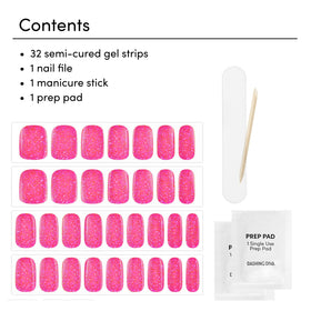 Dashing Diva strips laid out to show full-size range and color options
