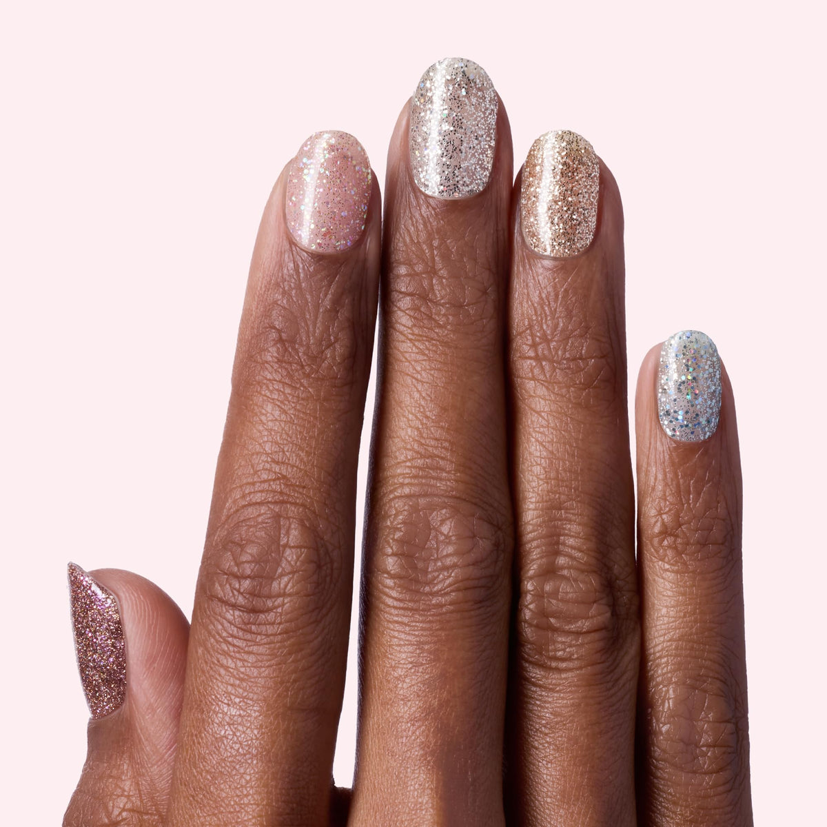 Dashing Diva close-up of glitter nail strip texture for dazzling sparkle