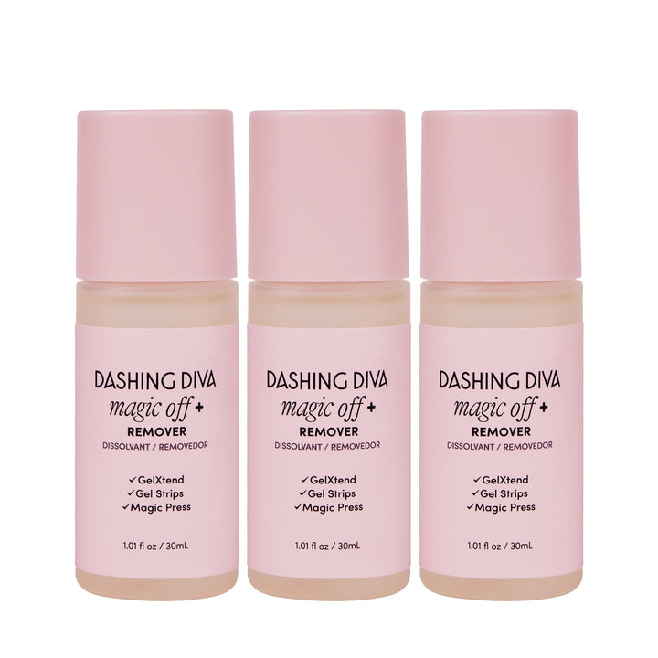 Dashing Diva front packaging showing three bottles and benefits