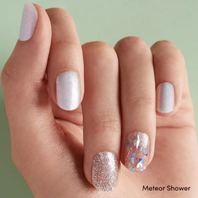 dashing diva Meteor Shower strip close-up showing sparkle texture and long-lasting shine