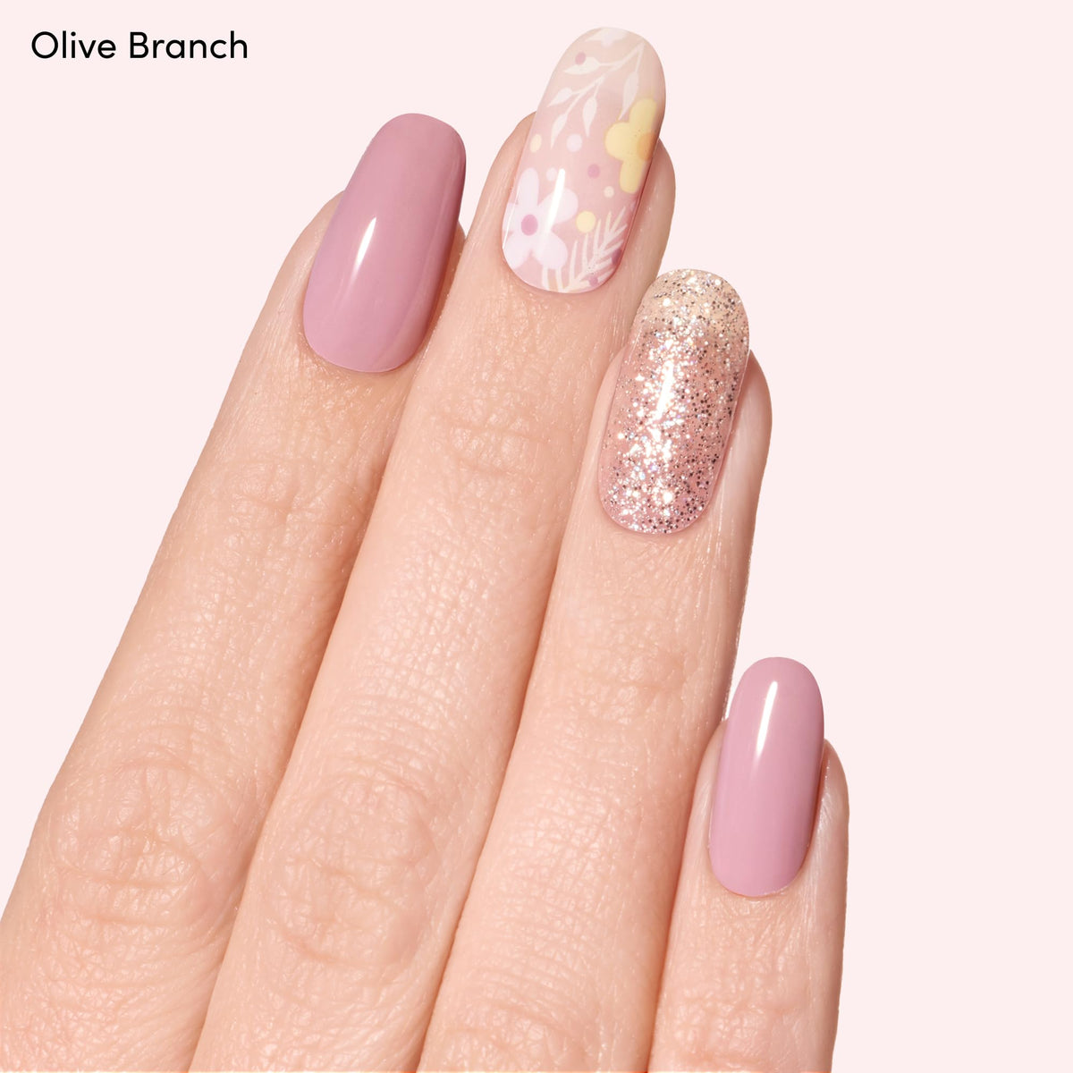 Dashing Diva Olive Branch accent close-up showing botanical detail and salon shine