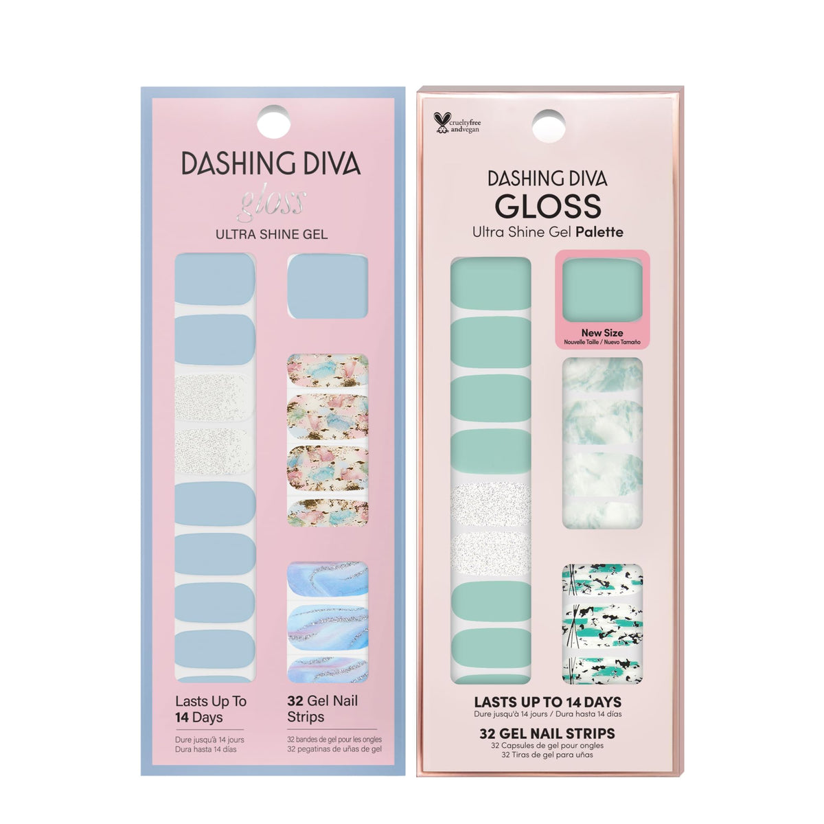 Dashing Diva Magic Off+ remover bottle with strips being removed, gentle option