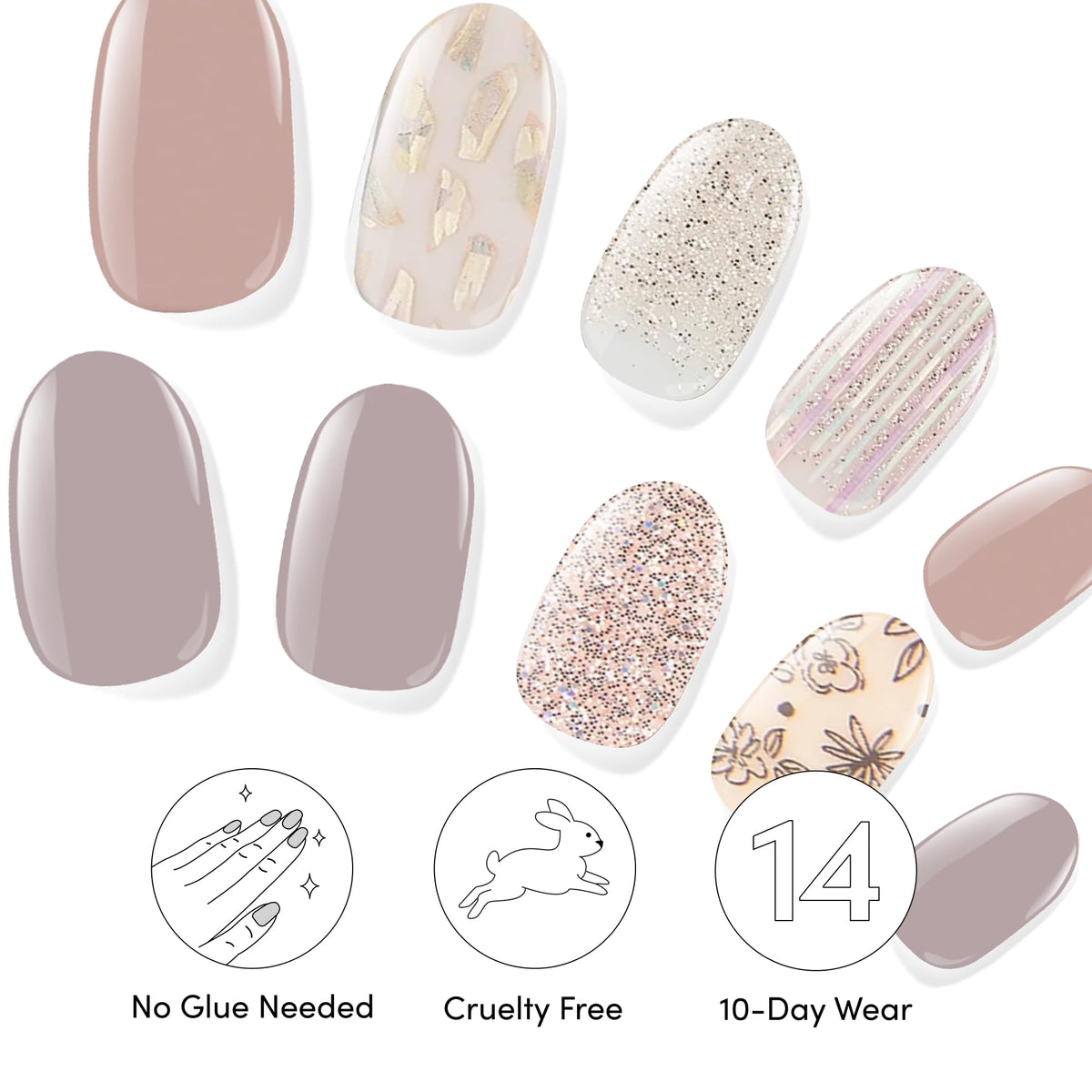 Dashing Diva scale comparison with several strip sizes fitting different nail widths