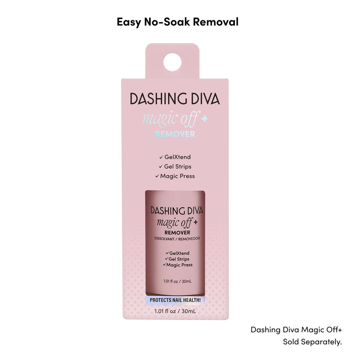 Dashing Diva size comparison against fingertip showing strip fit options