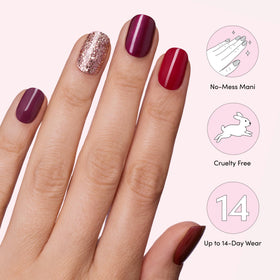 Dashing Diva strips on fingertips to show scale and fit for accurate size selection benefit