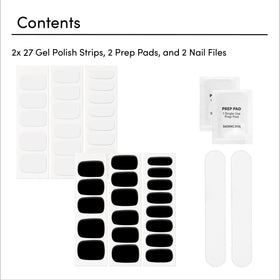 Dashing Diva included contents with strips, prep pad, and nail file visible