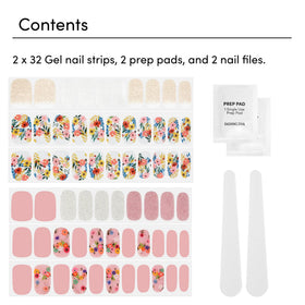 Dashing Diva two sets laid flat with included strips, prep pad, file visible