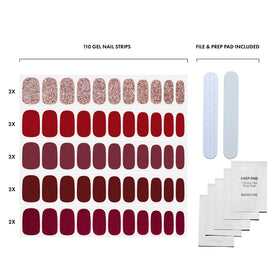 Dashing Diva assortment of red designs laid out to highlight color variety and mix-and-match options