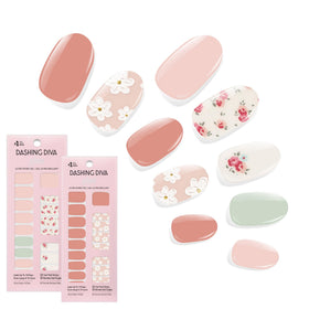 Dashing Diva front packaging showing both Vintage Florals sets and benefits
