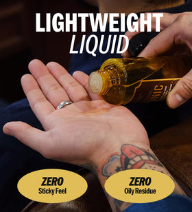 DASHU tonic texture droplet on fingertip demonstrating lightweight non-sticky liquid