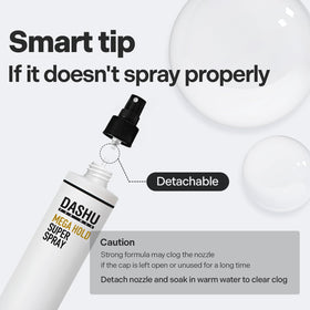 DASHU stylist spraying model showing professional-level hold benefit