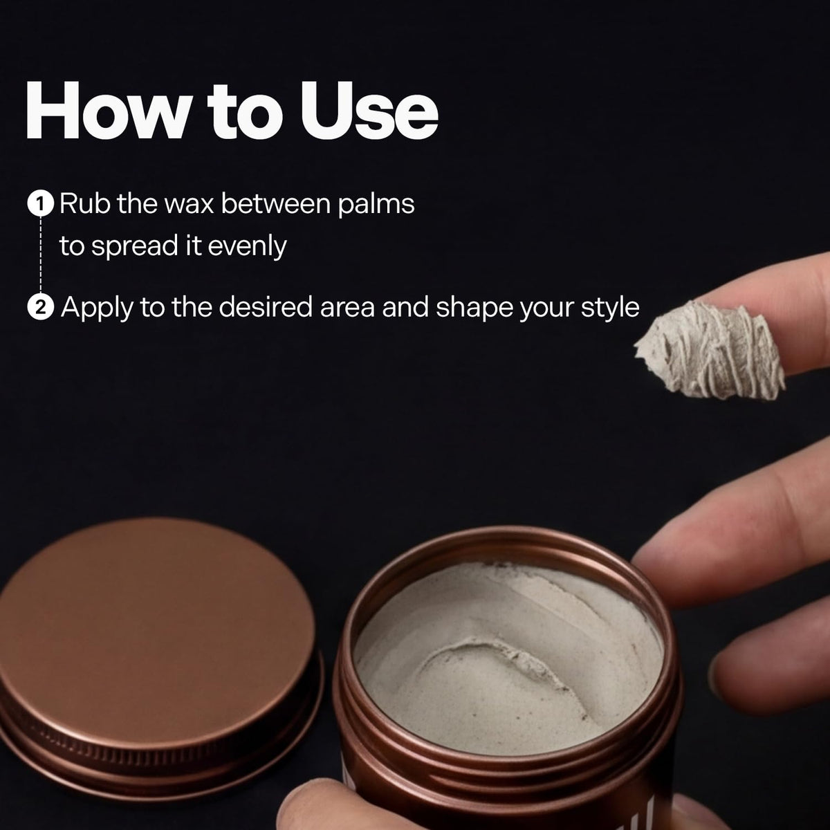3.5oz DASHU wax beside hand for scale and convenient travel-size benefit
