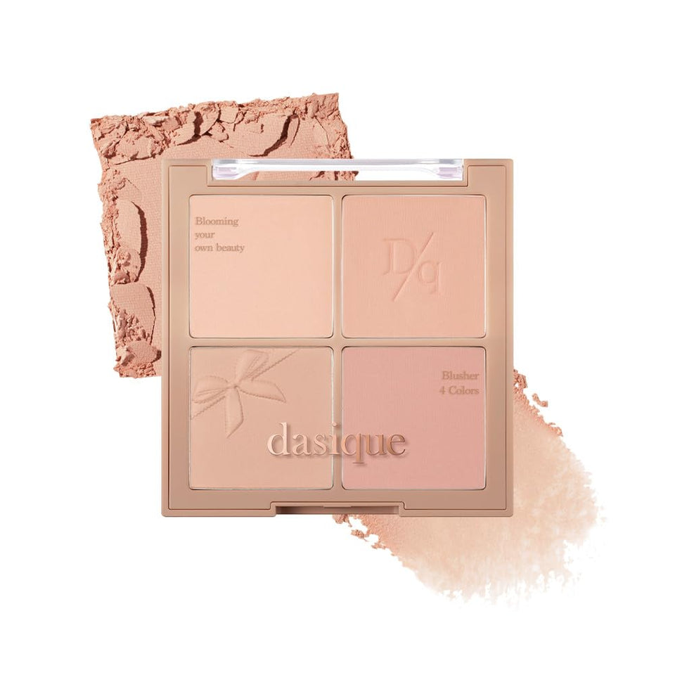 dasique palette front open showing four muted nuts shades and compact design benefit wearable neutrals