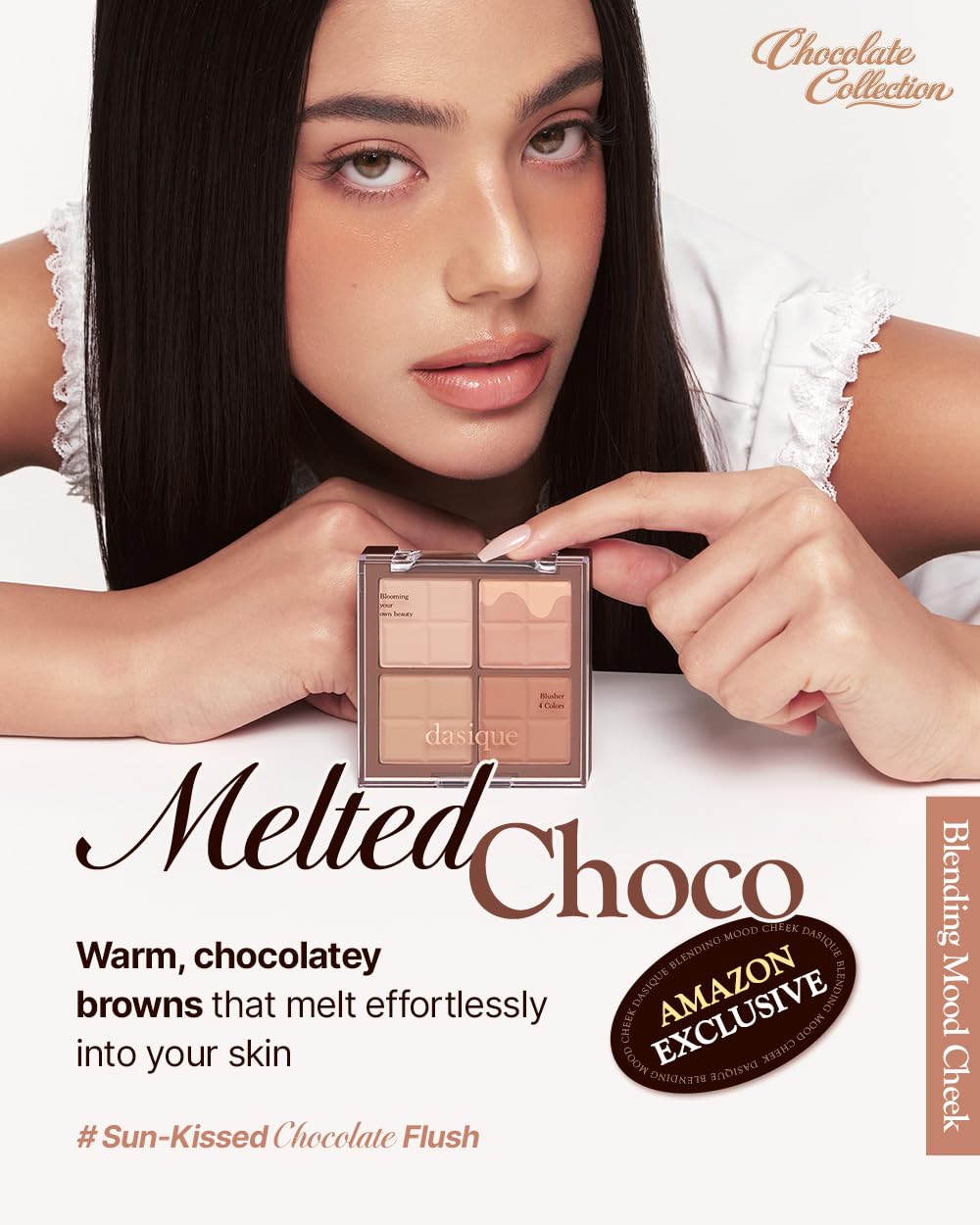 dasique close-up of four choco brown pans highlighting blendable shades