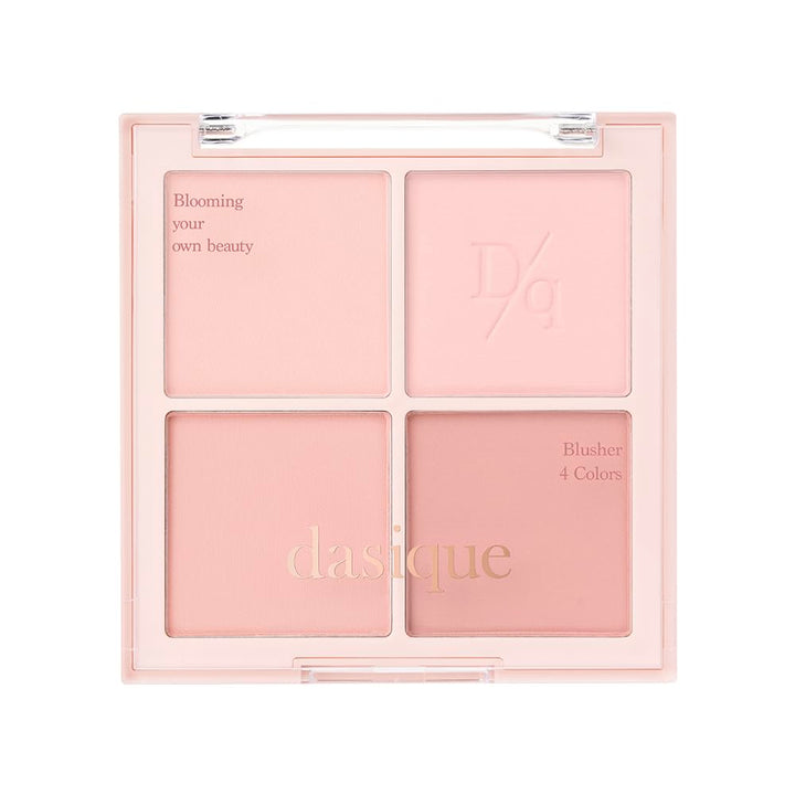 dasique compact front view showing four rose milk tea shades and slim packaging benefit easy travel