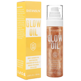 DATANSUN rose front bottle showing SPF 50 and glow benefit