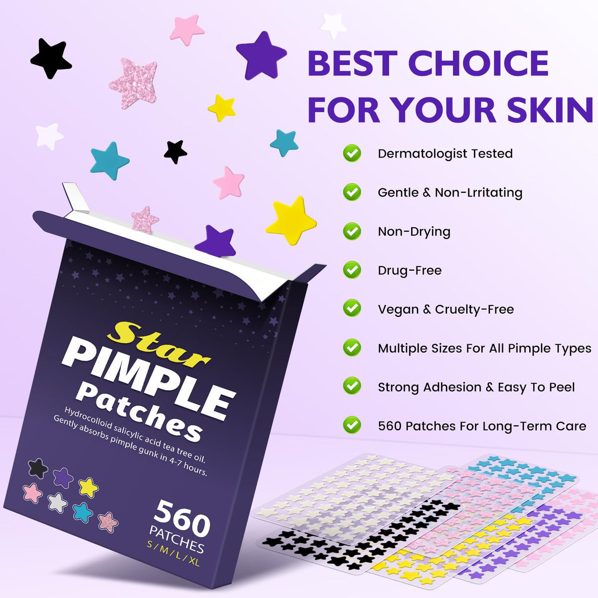 DATISEP patch applied on cheek in use protecting blemish while reducing picking