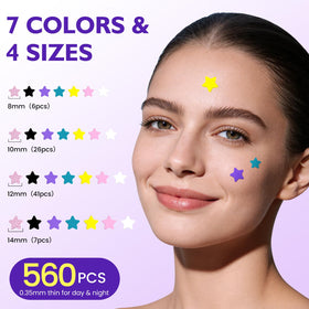 DATISEP close-up of colorful star-shaped patches demonstrating thin hydrocolloid texture and discretion