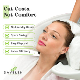 DAVELEN stacked towels next to a ruler showing scale and space-saving storage