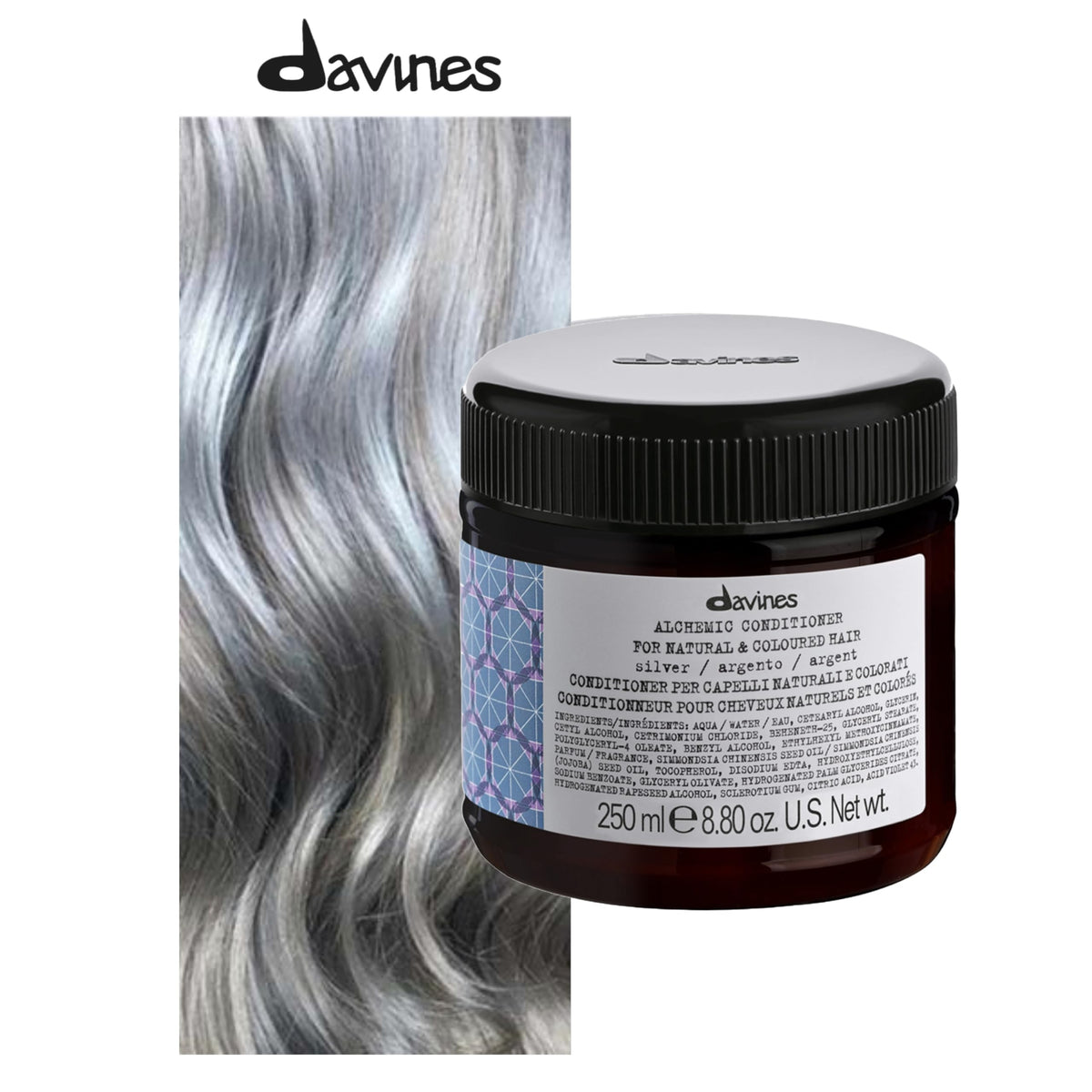 Close-up of conditioner cream texture from Davines highlighting smooth color-depositing consistency
