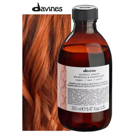 Close-up of Davines label highlighting product name and pigment-enhancing benefits