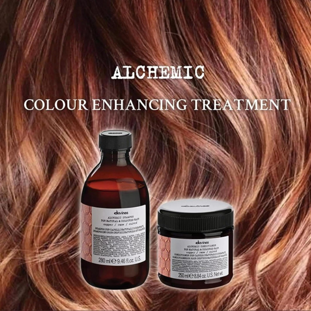 Foamy texture of Davines Alchemic Shampoo Copper demonstrating gentle lather and coverage