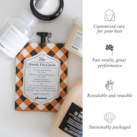 Davines application in hand showing quick three-minute treatment benefit