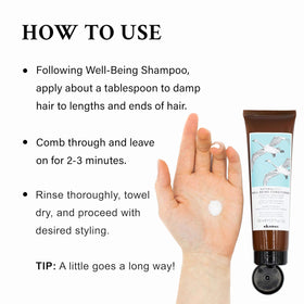 Davines conditioner in hand demonstrating ease of application and control
