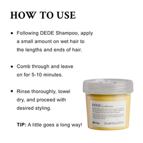 Davines DEDE bottle beside common items to show true 8.45 oz scale