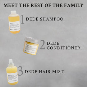 Davines DEDE bottle on bathroom shelf communicating everyday convenience