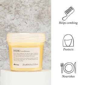 Davines DEDE visible before and after on fine hair showing smoother finish