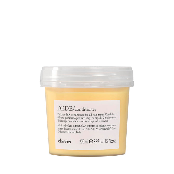 Davines DEDE front packaging showing clean design and size benefit