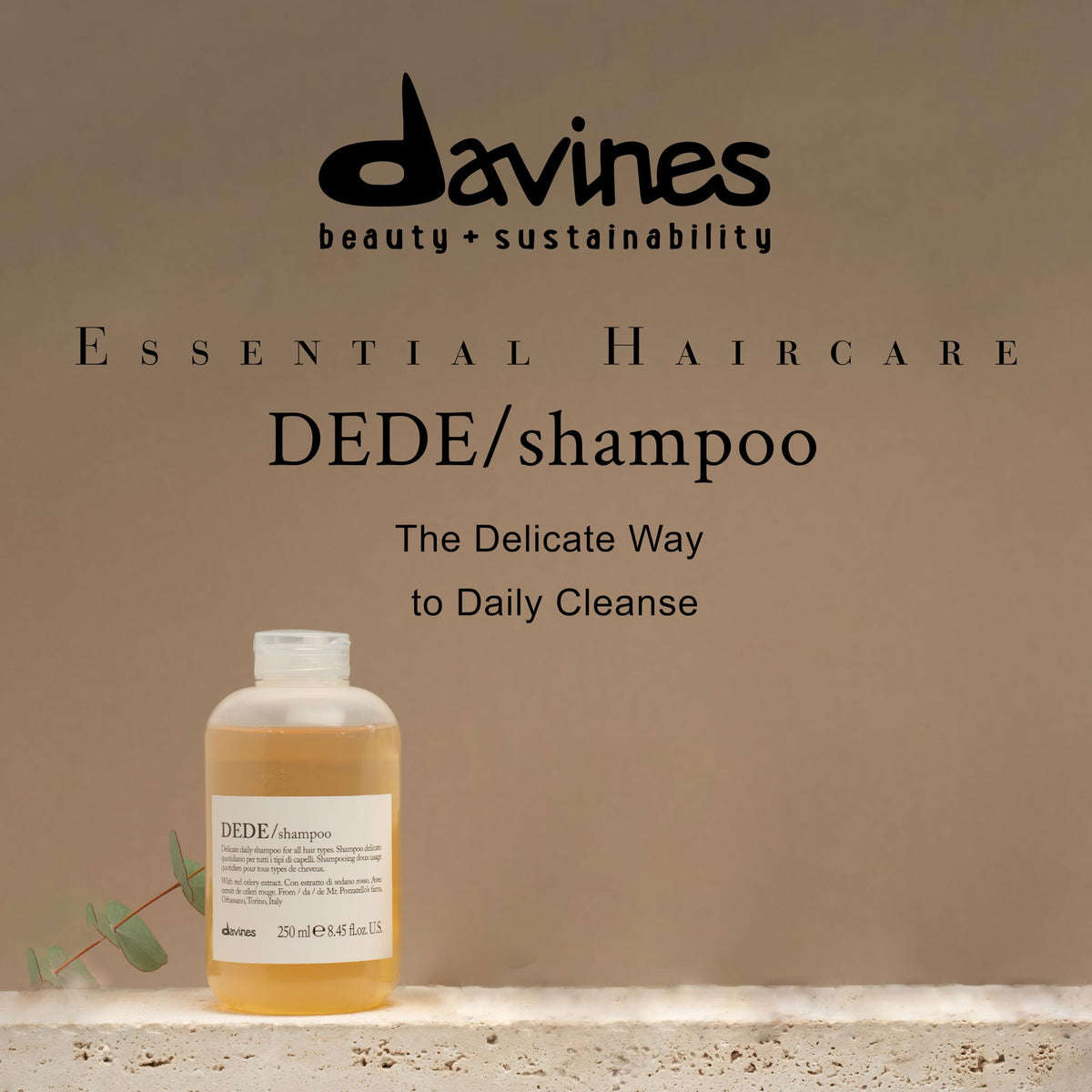 Davines DEDE pump close-up highlighting easy dispensing and control
