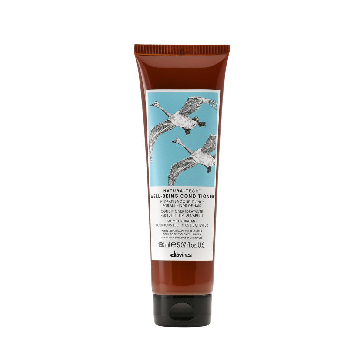 Davines front packaging showing wellbeing conditioner and brand benefit