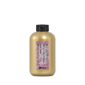 Davines front packaging showing bottle and branding, highlights portability and clean design