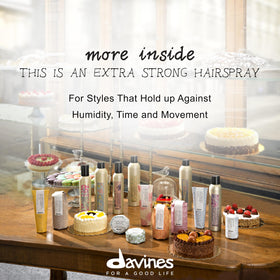 Davines hairspray spray action on hair demonstrating even mist and lasting hold