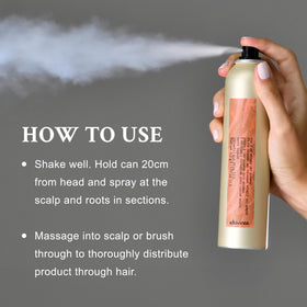 Davines application on roots showing fresh scalp and quick refresh