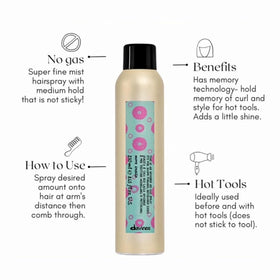 Davines spray in action on styled hair demonstrating quick drying and hold