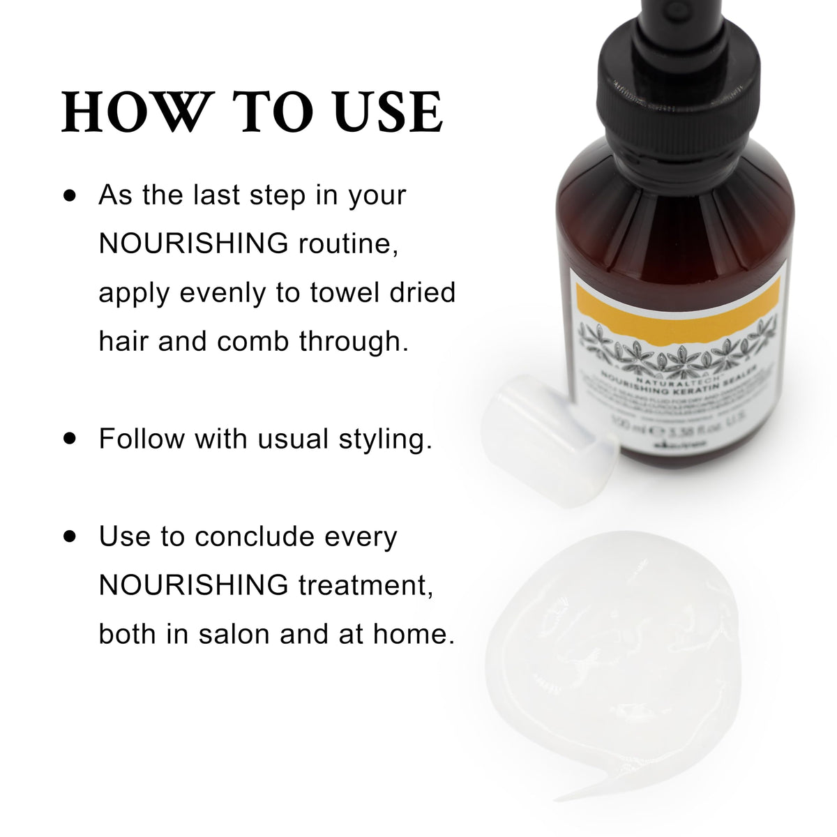 Davines applying sealer to hair ends to prevent split ends
