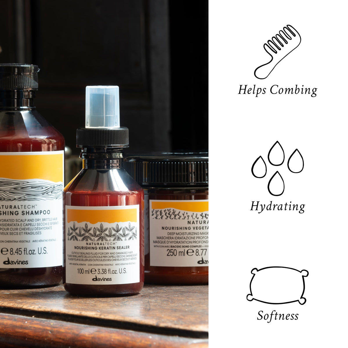 Davines texture dispense showing lightweight fluid for smooth finish
