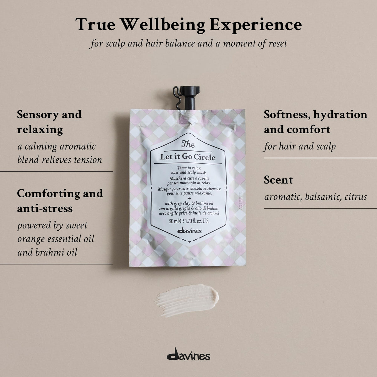 Davines open jar texture revealing creamy mask that spreads smoothly on hair