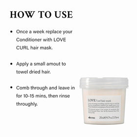 Davines LOVE Curl applied to damp hair improving manageability while styling