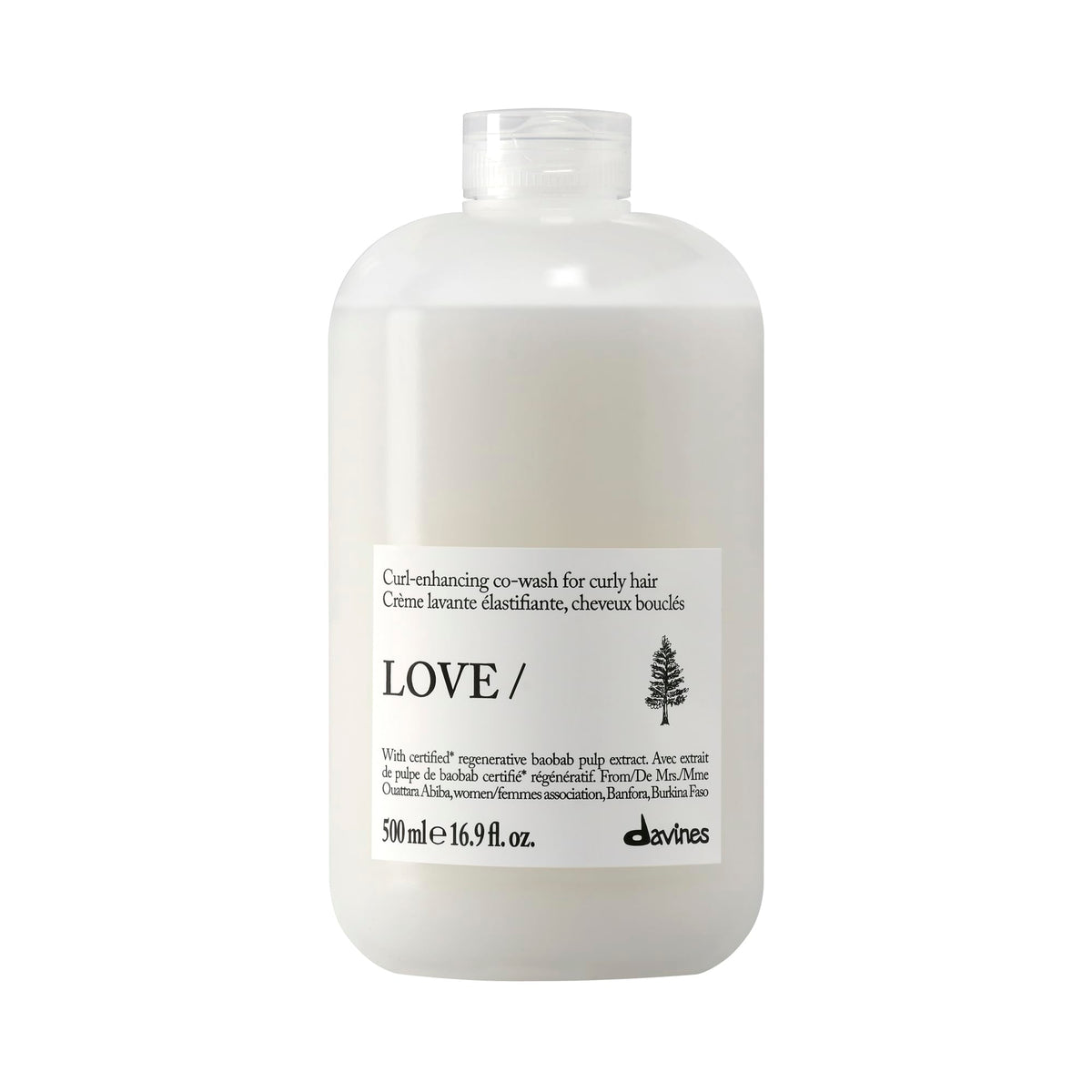Davines bottle front view showing LOVE CURL/ Co-Wash for hydrated curls